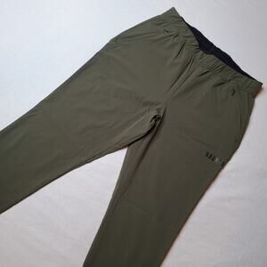 NoBull Men's Size S Woven Jogger Pant Drawstring Zip Pockets Green